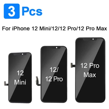 3 Gab., LCD Displejs Priekš iPhone 12 Mini 12 12 Pro 12 Pro Max OLED Pantalla Ar 3D Touch AAAA Digitizer Montāža