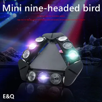 Skatuves apgaismojums deviņi-eyed spider lampas kratot galvu deviņām galvām putnu rotējošas LED apgaismojums dj diskotēka personu puses izpildi