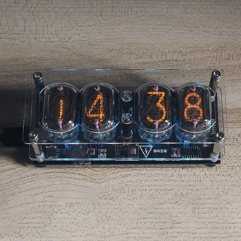 JO-12 Mirdzumu Caurules Pulksteņa Apakšējā Plāksne 4-Bitu Retro Nixie Caurules Pulkstenis ar 6 LED Apgaismojums, DIY Radošo Apdare Pulkstenis
