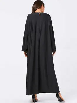 Dubai O-Veida Kakla Plats Piedurkņu Krelles, Kleitas Abaya Izšuvumi Sievietēm Zaudēt Maxi Kleita Musulmaņu Jilbab Zaudēt Islāma Drēbes Tērpu Apģērbs