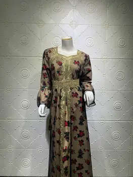 Hijab Abaya Dubaija Modes Kaftan Sievietēm Musulmaņu Sieviete Cothes Kitenge Dizainu Musulmaņu Kleita AB002