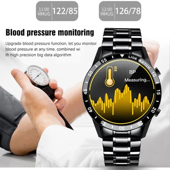 LIGE ir 2021. Jaunu Luksusa zīmolu vīriešu pulksteņi Tērauda band Fitnesa skatīties Sirdsdarbības ātrums, asinsspiediens Darbības tracker Smart Skatīties Uz Vīriešiem