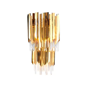 Led e14 Postmodernisma Nerūsējošā Tērauda Crystal Zelta Dizainers LED Sienas lampa Sienas Gaismas bezvadu sienas lampas Guļamistabas Koridors