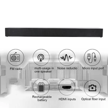 40W Augstas Jaudas Šķiedras HDMI-saderīgam Soundbar Bluetooth Skaļruni, Koaksiālie Sloksnes Sienas Stiprinājums TV Stereo (Tālvadības pults ar Bateriju)