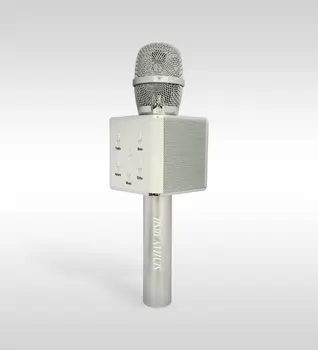 Personalizētu Bluetooth Karaoke Mikrofons un Bluetooth Skaļrunis-SILVER WHITE Bērnu & Jauniešu Dziesmu