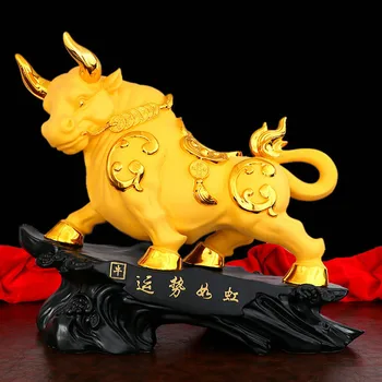 Ķīniešu Zodiaka Liellopu Skulptūru Rotājumi Sveķu Mājas Dzīvojamā Istabā TV ministru Kabineta Rotājumi Office Desktop Laimīgs Naudu Dekoru Amatniecības
