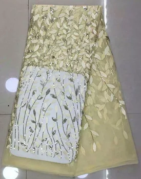 Bezmaksas piegāde! Izšūšanas materiālu neto auduma ar vizuļi/ āfrikas franču vizuļi mežģīņu auduma gaismas dold kāzu kleita