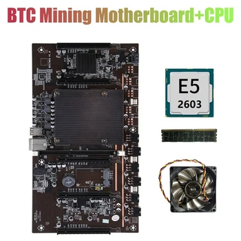X79 H61 BTC Miner Mātesplati LGA 2011 Atbalsts 3060 3070 3080 Grafikas Karte ar E5 2603 CPU+RECC 4G DDR3 RAM+Ventilators