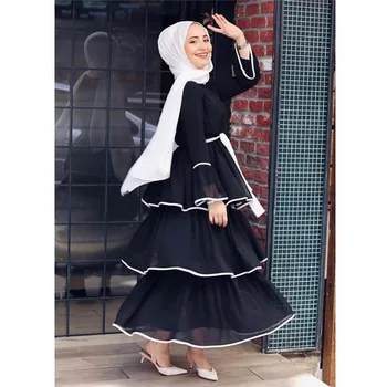 Aligaia Arābijā Sievietēm Ar Garām Piedurknēm Zaudēt Kūka Kleitu Modes Dizaina Dudai Musulmaņu Garajos Svārkos Dāma Moderns Šifona Islāma Kleitu