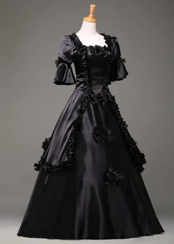 Bezmaksas Piegāde Viktorijas Deju Kleita Melnā Gothic Viktorijas Laika Posmā Bumbu Kleita/ Rokoko Stila Ziņā Kleita
