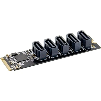 PCIe X2 M. 2 Taustiņu M, lai 5-Port SATA 3.0 Adapteris Kartes NGFF NVME, lai SATA3.0 Converter Kartes JMB585 Chipset 6 gb / s