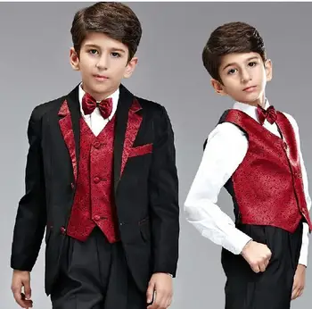HY Zēna uzvalku Bērniem Pilnīgu Dizainera uzvalks, smokings Zēni Oficiāls pasākums valkā noliktavā (uzvalks+bikses+jaka+loks+kaklasaite) Jauns Ierašanās