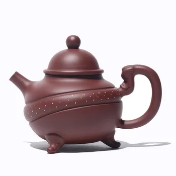 Yixing Violetā Māla Pods Pilnībā Roku darbs Slavenā Purpura Māla trīskājains Longding Tējkanna Boutique Tējas Komplekts Tējkanna Tējas Katls