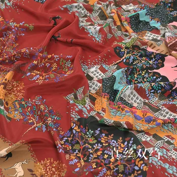 Jaunu pozicionēšanas 140cm plats 16mm apdrukāta zīda crepe de Chine auduma pavasarī un vasarā dabīgā zīda auduma zīda auduma kleita krekls