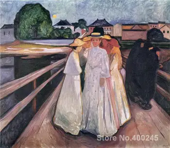 Simbolika Edvard Munch Dāmas uz Tilta, eļļas Glezna Augstas kvalitātes Roku apgleznoti