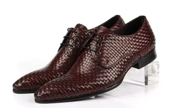 Jauno modes klasika norādīja toe vīriešu kurpes īstas ādas high-top mežģīnes up oficiālu kurpes biznesa apavi