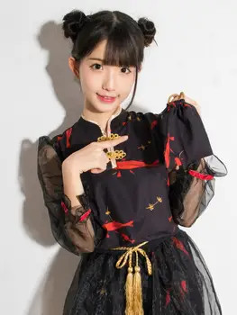 Svaigi salds lolita stila studentu Hanfu retro elegants saldās skaisto lolita viktorijas drukāšanas kawaii meitene loli cos gothic kleita
