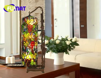 FUMAT Vīnogu Tiffany Staneid Stikla viesistaba, Amerikāņu Dīvāns Gaismas Atmosfēras Luksusa LED Zālē, Vestibilā, Guļamistabas Grīdas Lampa