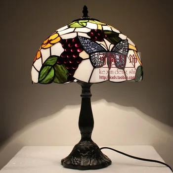 12 Collu tauriņš Vitrāžas Abažūrs Tiffany Galda Lampas Valsts Stila Gultas Lampa E27 110-240V