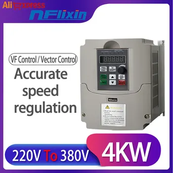 Frekvenču invertoru VFD Disku VFD inverter 1-fāzes 220V ieejas 3-fāzes 380V jauda 4 KW VFD frekvences pārveidotājs ātruma regulators