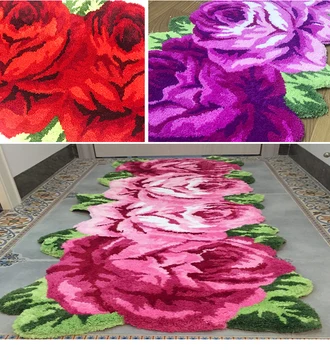 Mākslas Paklāju Flocking Mat rožu Paklāja mājas apdare, rozā, sarkanā, zilā purpura rozā 165*60cm, 180*62cm