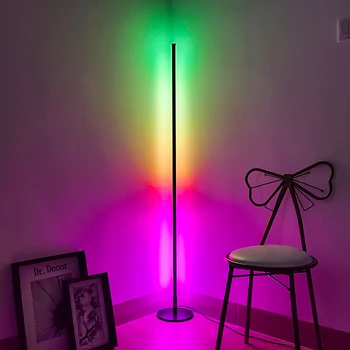 Mūsdienu Krāsaina RGB Grīdas Lampa Ziemeļvalstu LED Stāv Lampas Dzīvojamā Istaba Guļamistaba Gultas Grīdas Apgaismojums, Iekštelpu Apgaismojums, Mājas Dekoru