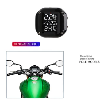 Bezvadu Bluetooth Motociklu TPMS Riepu Spiediena Monitoringa Sistēma, 2 Ārējo Sensoru LCD Laika Displejs Riepu Temperatūras Monitoru