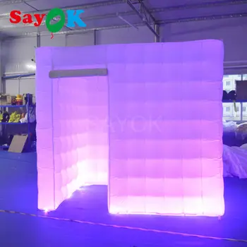 Bezmaksas piegāde piepūšamās photo booth cube telts ar led gaismas inflatale photo booth aksesuārus pārdošanai