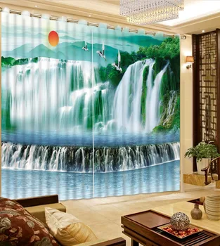 Saule ūdenskritums dekorācijas modes dekors Dzīvojamā Telpa vai Viesnīca Cortians Saulessargs Logu Aizkari 3D Tridimensional Dekorācijas Drukāšana