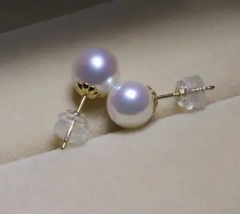 Top AAAA 8-8.5 mm nekustamā dabas Japāņu Akoya white round pērļu auskari 18