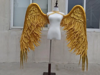 Cosplay 2018 Zelta Luksusa parādīt eņģeļu spārnu catwalk apakšveļa rādīt aksesuārus festivāls Eņģeļu spārnu Spalvu kostīms puse piegāde