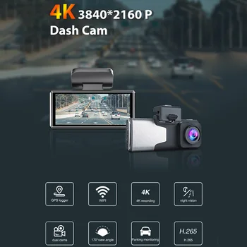 3 collu MIPI Ekrāns ar 4K WiFi Dash Cam Dual Objektīvs Nakts Redzamības Automašīnas DVR Kamera Ieraksta Vadītāja Video Ieraksti
