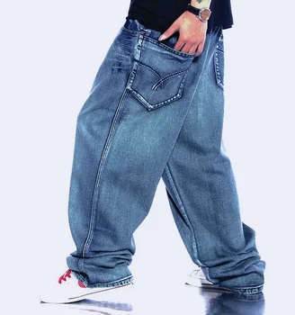 Plus Lieluma Mens Baggy Bikses Džinsa Džinsi Zaudēt Hip Hop Bikses Streetwear Gadījuma