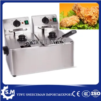 8L dubultā cilindri electric fryer frī kartupeļi, vistas elektriskā panna komerciālai lietošanai