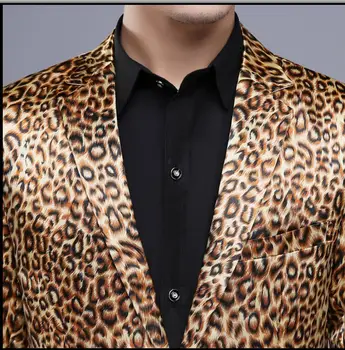 Vīriešu Apģērbu Leopard Tērpi Iespiesti Smokings Skatuves Tērpus Dziedātāja Slim Fit Vīriešu kārtas Dziedātājs Bārs, Naktsklubs Kostīmi Uzvalku Un Bikses
