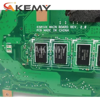 Akemy Jaunu! K501UXM Portatīvo datoru mātesplati Par Asus K501UW K501UXM K501UQ sākotnējā mainboard DDR4 4G-RAM I7-6500U GTX950M-2GB