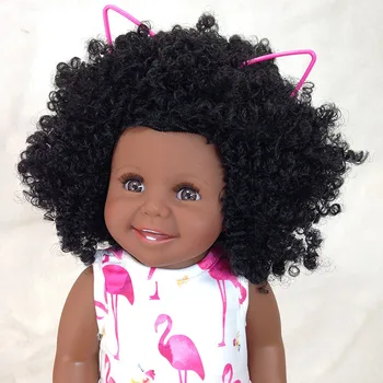 45cm Vinila jaundzimušais labākā dāvana nekustamā atdzimis melns ādas lelles bērnu smaidu sejā bonecas princese bērniem dzimšanas dienas dāvanas