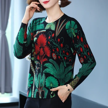 Drukāt Džemperis Sievietēm Rudens Pavasara korejas Modes Sieviešu Apģērbs, Džemperis ar garām Piedurknēm Top Pull Femme Mīksto Sieviešu Džemperi