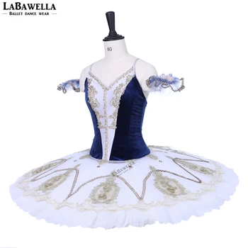 Jaunākās Royal blue white Riekstkodis tutu kostīms meitenēm pieaugušo profesionālo tutu competiton skatuves baleta tērpi, kleita womenBT9205