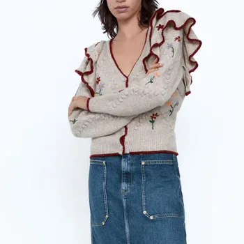 Za Sievietes Ir 2021. Rudens Sākumā Jauns Modes Laminēta Apdare Jaka Vintage Džemperis Ar Garām Piedurknēm, Sieviešu Virsdrēbes Šiks Topi