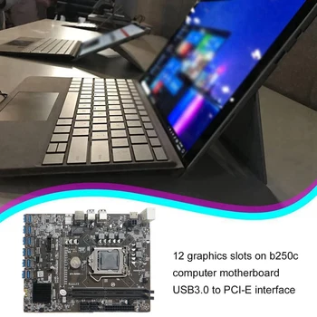 BTC B250C Ieguves Mātesplati ar RGB CPU Dzesēšanas Ventilatoru 12 PCIE, lai USB3.0 Grafikas Kartes Slots LGA1151 Atbalsta DDR4 par BTC