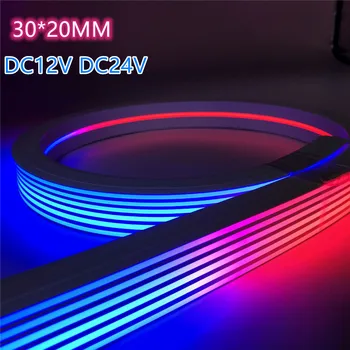 10m/partija, 30*20mm Led Neona Strip gaismas WS2811 Individuāli Adresējama Smart RGB DC12V DC24V Neona Led pikseļu sloksnes Ūdensizturīgs IP67