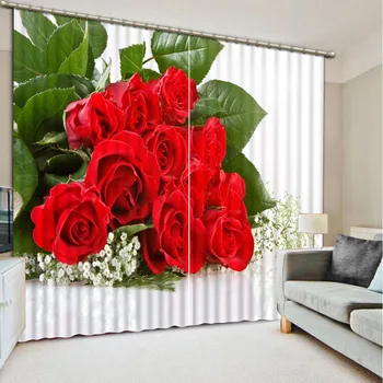 Sarkanas rozes Digitālās Drukas 3D Tumšie Aizkari Dzīvojamā istaba