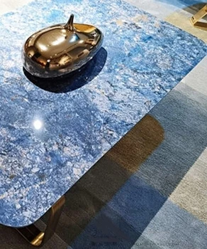 Gaismas luksusa kombinācija tējas galds zilā Jinsha luksusa akmens ilgi, tējas galds modes kombināciju kopums tabula