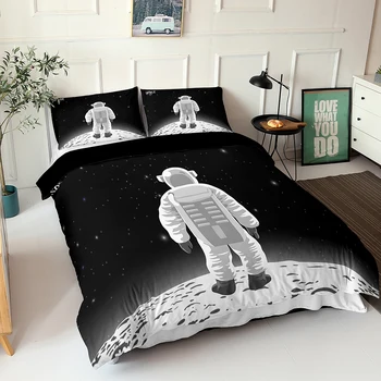 Kosmosa Astronautu Modelis Guļamistaba Duvet Cover Set(ieskaitot Spilvendrāna) Single/double Gultas Komplekts Zēns un Meitene Guļamistaba Dekorēšana