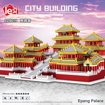 Pasaules Arhitektūras Seno Epang Palace 3D Modelis DIY Mini Dimanta Bloki, Ķieģeļi Celtniecības Rotaļlieta Bērniem, Dāvanu Kaste nr.