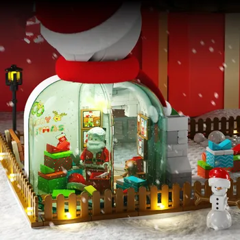 Priecīgus Ziemassvētkus Sniegavīrs Dāvanu Namā Ziemassvētku Eglīte Mājās, Mēbeļu Apdare, Celtniecības Bloki, Draugiem Radošo Ķieģeļi Bērniem Rotaļlietas