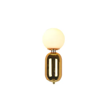 Pēc mūsdienu Ziemeļvalstu vienkāršu zelta burvju pupas LED dzīvojamā istaba fona sienas lampas guļamistabas gultas veranda koridora sienas lampas