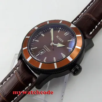 46mm bliger kafijas skalu PVD gadījumā izvietošanas aizdare automātiskā mens watch B119