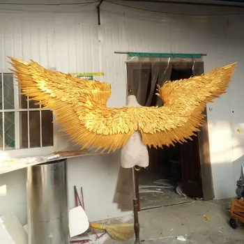 Zelta Liela Izmēra Pieaugušo Eņģeļa Spalvu Spārni Catwalk Apakšveļas Modes skate, aksesuārus Festivāls Darbības Cosplay Kostīms